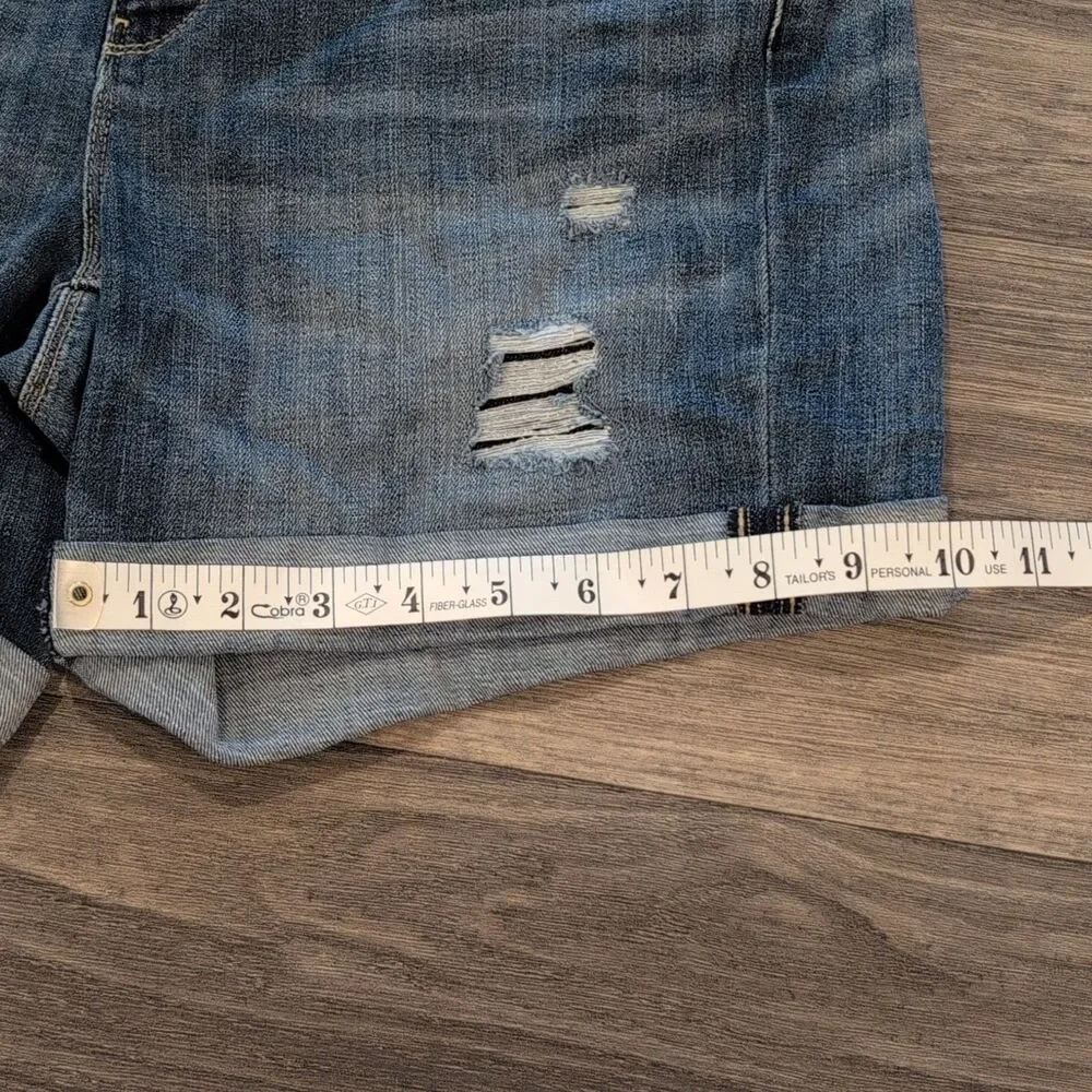 White House Black Market Distressed Denim Shorts Blue Women's Size 6 5" - Picture 6 of 8